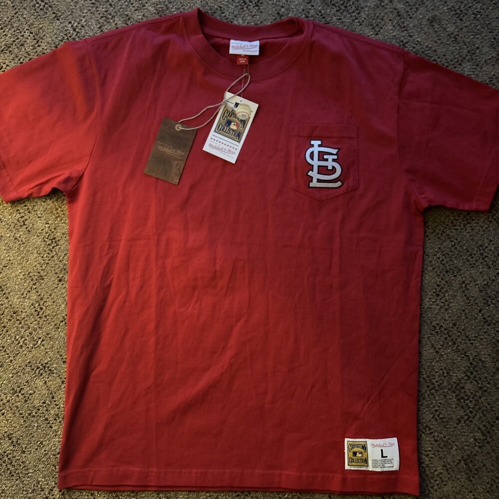 St. Louis Cardinals Mitchell and Ness Sz L T-Shirt NWT Cooperstown Collection